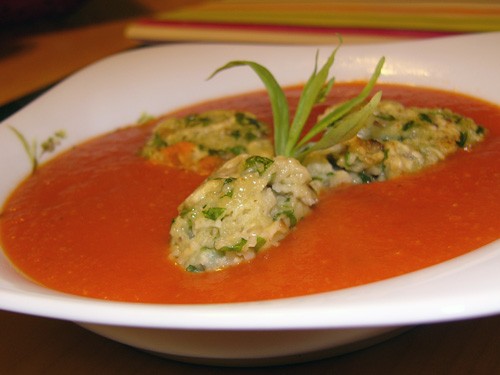     (Soupe  la tomate et quenelles au basilic)  : 1  ...