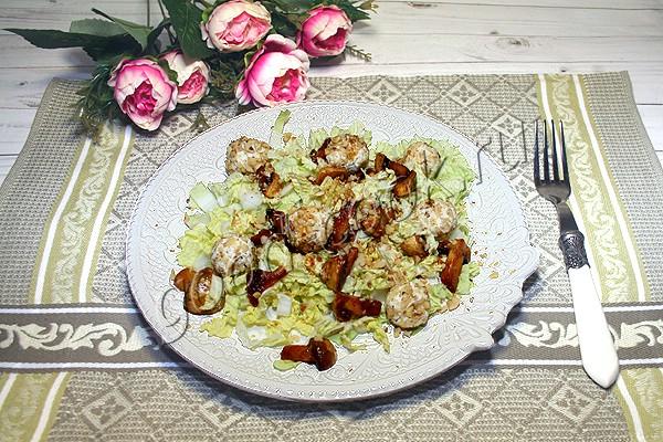 Салат с морской капустой и грибами — пошаговый рецепт от Katana